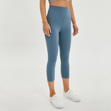New double-sided grinding naked sports yoga seven pants women's hip running fitness trousers quick-dry elastic yoga pants