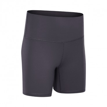 2021 European and American new solid color naked yoga shorts high waist hips tight stretch training sports hot pants women