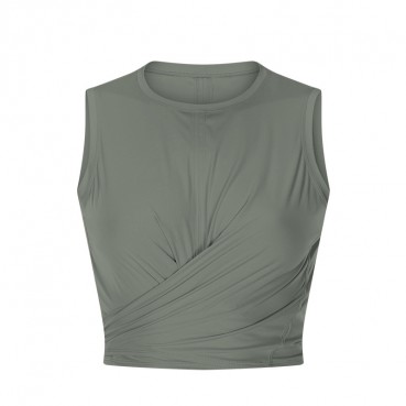 2021 spring and summer new product post-waist tape yoga vest solid color cross pre-moisture wicking fitness yoga clothing