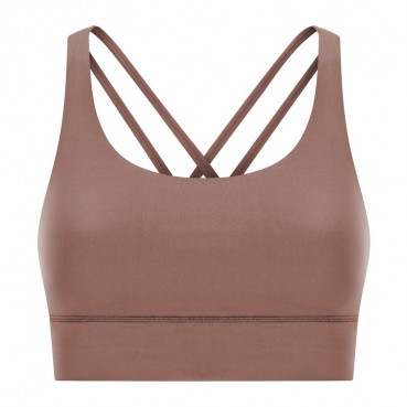 2021 spring and summer new cross-like back yoga text chest grinding naked high strength shockproof upper, sports lingerie