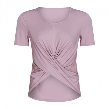 2021 spring and summer new 摆 交 短 short-sleeved female solid color casual sports accelerated breathable fitness yoga clothing
