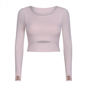 2021 Europe and the United States new with pleasure pad, long-sleeved T-shirt, half-cut short outdoor run, slim, yoga jacket