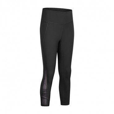 2021 Europe and the United States new personality mesh, yoga pants female high waist hip slim slimming sports seven pants
