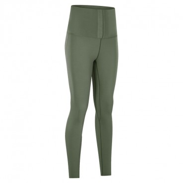 2021 spring and summer new invisible breasted nine pants women's waist abdomen torst hips slim slim yoga pants