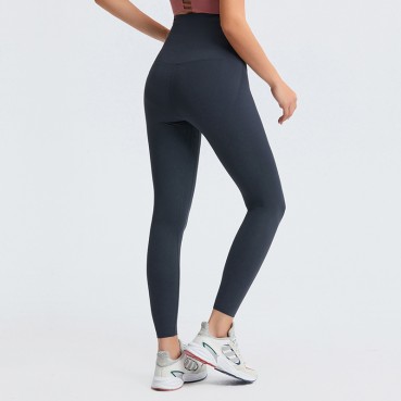 2021 spring and summer new invisible breasted nine pants women's waist abdomen torst hips slim slim yoga pants