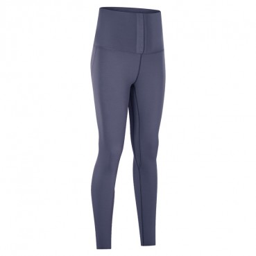 2021 spring and summer new invisible breasted nine pants women's waist abdomen torst hips slim slim yoga pants