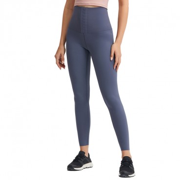 2021 spring and summer new invisible breasted nine pants women's waist abdomen torst hips slim slim yoga pants