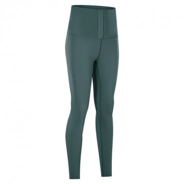 2021 spring and summer new invisible breasted nine pants women's waist abdomen torst hips slim slim yoga pants