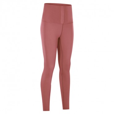 2021 spring and summer new invisible breasted nine pants women's waist abdomen torst hips slim slim yoga pants