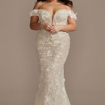 Long Sleeve Plunging Illusion Lace Wedding Dress