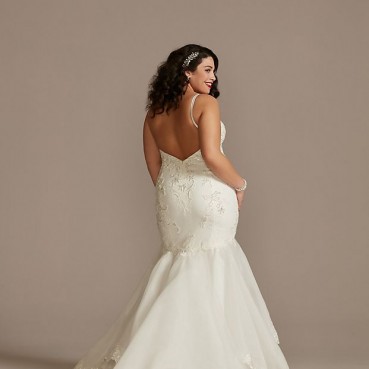 Crepe Mermaid Trumpet Plus Size Wedding Dress