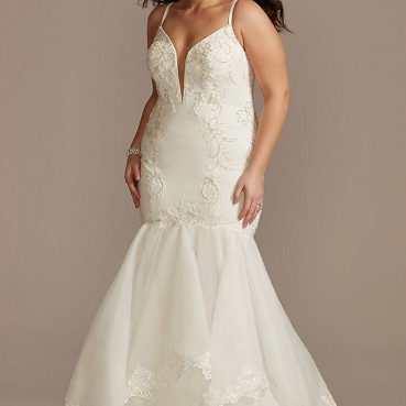 Crepe Mermaid Trumpet Plus Size Wedding Dress