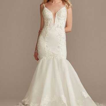 Crepe Mermaid Trumpet Plus Size Wedding Dress