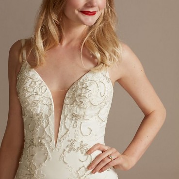 Crepe Mermaid Trumpet Plus Size Wedding Dress