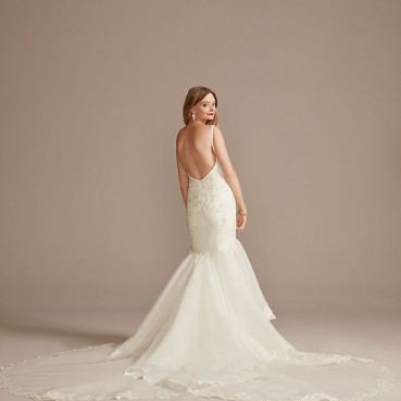 Crepe Mermaid Trumpet Plus Size Wedding Dress