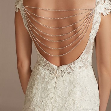 Sheath Plus Wedding Dress with Beaded Swag Back
