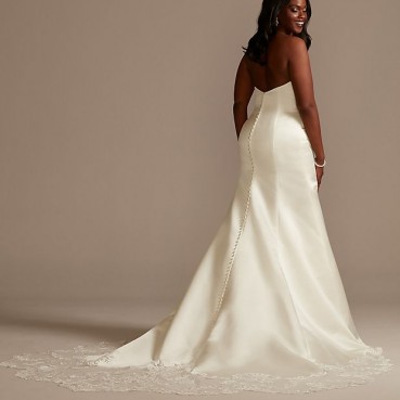 Satin Plus Size Wedding Dress with Cathedral Train
