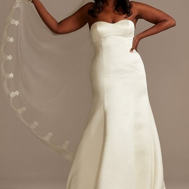 Satin Plus Size Wedding Dress with Cathedral Train