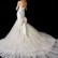 Satin & lace tight-fitting bow multi-layer tail wedding dress