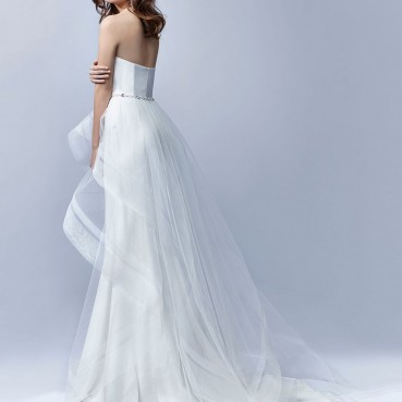 Full length stretch georgette mermaid dress with classic sweetheart neckline