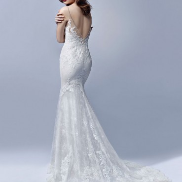 Full length stretch georgette mermaid dress with classic sweetheart neckline