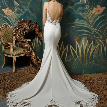 Exquisite full-length mermaid lace tight dress wedding dress