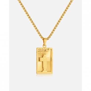 Jewelry Factory Europe and the United States retro personality street titanium steel cross arms tank stainless steel hip -hop hip -hop necklace men