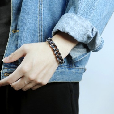 European and American fashion niche men's hip -hop hand decorated stainless steel coarse snake bone chain men's bracelet