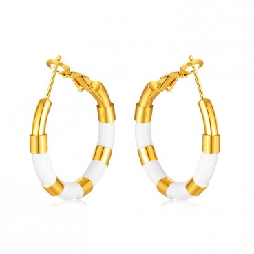 Factory direct selling European and American niche design high -level sensory stainless steel earrings Fashion, simple wild bamboo titanium steel earrings