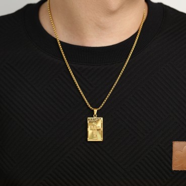 Jewelry Factory Europe and the United States retro personality street titanium steel cross arms tank stainless steel hip -hop hip -hop necklace men