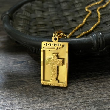 Jewelry Factory Europe and the United States retro personality street titanium steel cross arms tank stainless steel hip -hop hip -hop necklace men
