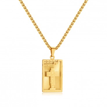Jewelry Factory Europe and the United States retro personality street titanium steel cross arms tank stainless steel hip -hop hip -hop necklace men