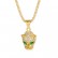 Stainless steel necklace with green, red, blue eyes and full diamond leopard head pendant