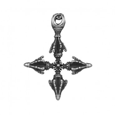 Titanium Cross Diamond Demon Slayer Pendant Punk Retro Necklace Trendy Men Stainless Steel Casting Pendant