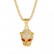 Stainless steel necklace with green, red, blue eyes and full diamond leopard head pendant