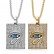 New hip-hop accessory titanium steel vacuum gold-plated diamond studded Horus Eye pendant necklace
